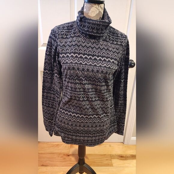 Columbia black and gray fleece long sleeve turtleneck top S - Picture 1 of 4
